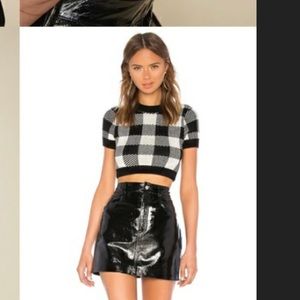 LPA • Revolve • Black and white buffalo plaid crop top